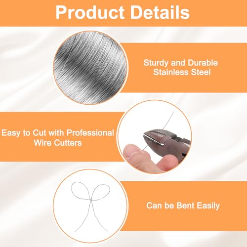 HARFINGTON Craft Wire 36ft Length 22 Gauge Stainless Steel Craft Jewelry Wrapping Wire Tarnish Resistant Beading for Jewelry Making Supplies Crafting, Silver - size: 22 Gauge x 36ft
