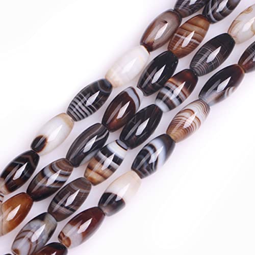 GEM-Inside Natural 8x16mm Oval Olives Shape Botswana Onyx Sardonyx Agate Stone Beads for Jewelry Making Loose Beads Strand 15" - size: Brown-8x16mm
