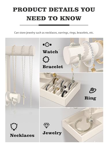 Bracelet and Necklace Holder,Velvet Jewelry Necklace Display Organizer Stand,bracelet Holder for Selling,Bracelet and Necklace Storage Tree (Style 2（Beige）) - style: Style 2（Beige）