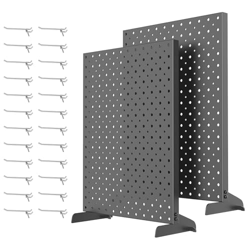 WALMANN Metal Tabletop Pegboard Display Stand for Craft Shows, 12" x 16" Countertop Peg Board with Hooks for Jewelry & Accessories (Black Pegboard with Hooks) - style: Black Pegboard with Hooks