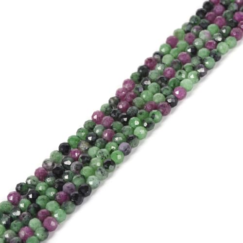 3mm Green Ruby Zoisite Faceted Gemstone Round Loose Beads Strand 15.5-16" DIY Jewelry Making - color: Green Ruby Zoisite