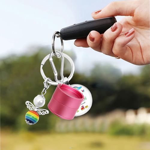Mini Travel Ring Holder Keychain, Portable Jewelry Holder Keychain with Protective Sponge, Small Necklace Earrings Case for Gym Sports Bag Purse - color: 1-Tier Light Pink