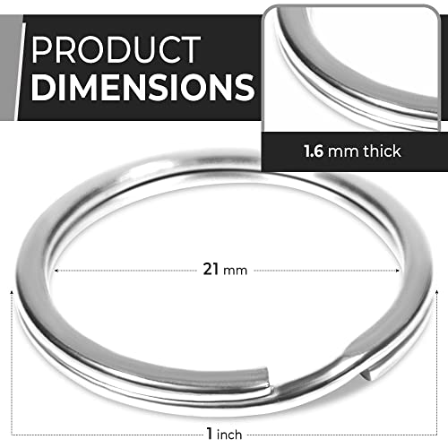 CREST Surgical and Marine Grade Stainless Steel Split Ring for Keychains SS316L Key Rings for Car Keys - color: 25-pack