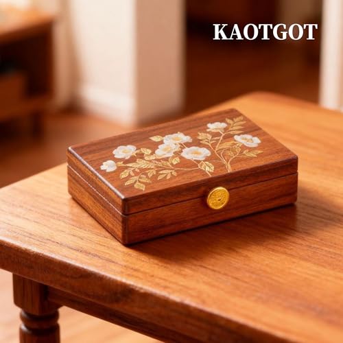 Travel Jewelry Case Small Wood Jewelry Organizer Jewelry Box for Women (Nut-Brown Print A) - color: Nut-Brown Print A