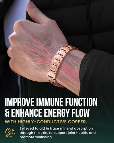 MagnetRX® Magnetic Copper Bracelet for Men — EllipseMAX 5X Strength 5,000 Gauss Magnets — Designed in USA & Patent Pending — Premium Mens Copper Bracelet with Adjustable Length - color: 5x Strength - EllipseMAX (5,000 Gauss)
