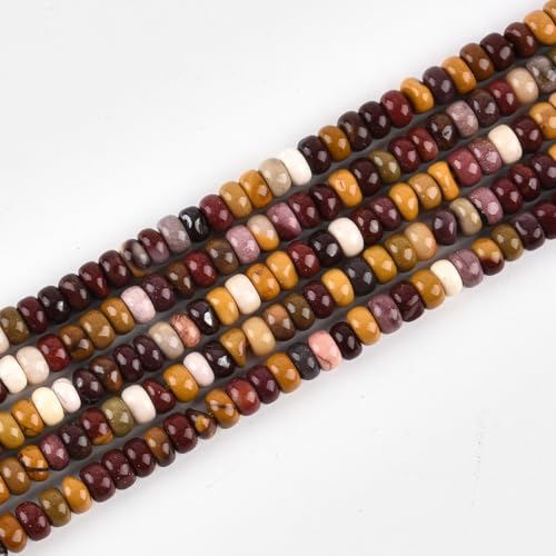 160pcs 4x2mm Natural Mookaite Jasper Disk Rondelle Spacer Stone Semi Precious Gemstone Loose Beads for Jewelry Making 15 Inch - color: Mookaite Jasper