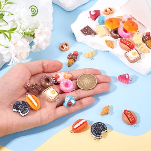 Craftdady Resin Plastic Miniature Food Snack Pendants Charms Ice Drink Juice Pendants Cute Bottle Fruit Keychain Charms Hang Ornament for DIY Craft Earring Bracelet Necklace Jewelry Making - color: Mixed Color Food (16 Styles)