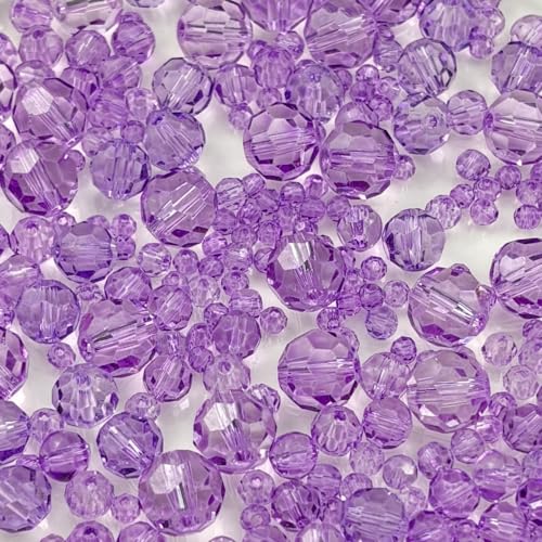 480pcs Crystal Glass Beads 3mm 4mm 6mm 8mm 10mm Round Faceted Glass Spacer Beads for Bracelets Necklace Earring DIY Jewelry Making Craft(Crystal Purple) - color: Crystal Purple