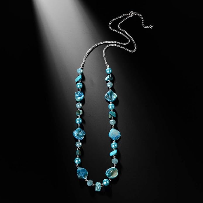 PEARL&CLUB Long Beaded Necklaces For Women - Sweater Chain Fashion Jewelry Necklace Gifts For Women