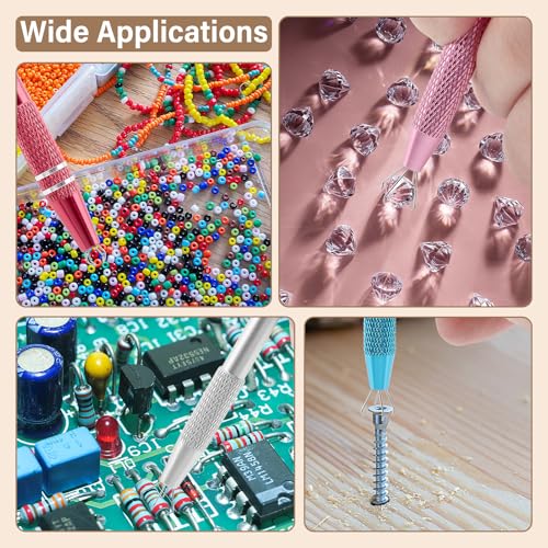 6Pcs Piercing Ball Grabber Tool Set,2 Sizes Piercing Changing Tools 4 Claw Diamond Tweezers for Easy Jewelry Changing,Stainless Steel Gem Pickup Tool for Septum, Earrings,Small Parts
