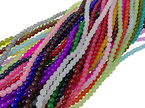 1500PCS 6mm Glass Round Beads Bulk， Imitative Jade Beads, Bracelet Loose Beads for Jewelry Making Earring, Necklaces, and DIY Crafts (6mm) - size: 6mm Mixed