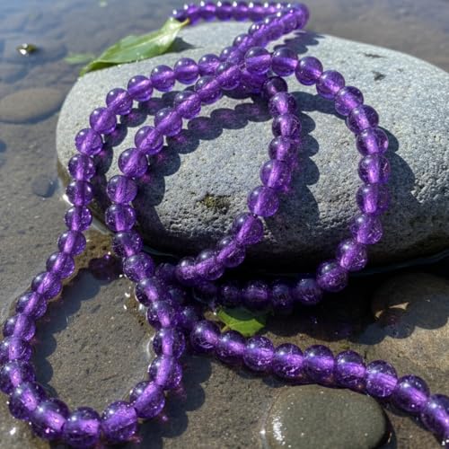 DandS ltd Crackle Lampwork Glass Beads for Jewelry Making, Purple Amethyst, Vibrant DIY Bracelets, Necklaces, Beading Supplies & Craft Kits for Handmade Jewelry, 80pcs 0.39 inch (10mm), #J288-10 - color: Purple Amethyst