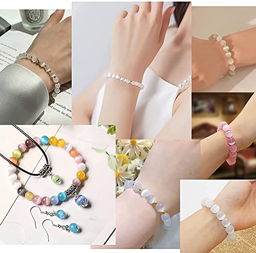 HAAMIIQII 8mm Golden Yellow Cat Eye Glass Round Crystal Stone Loose Gemstone Beads for Jewelry Making Bracelets Necklaces Earrings Crafts (45-50pcs) - color: Golden Yellow, size: 8mm (45pcs)