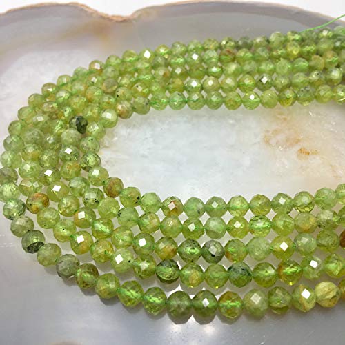 Natural Peridot Faceted Round Size 3mm 15.5" Strand
