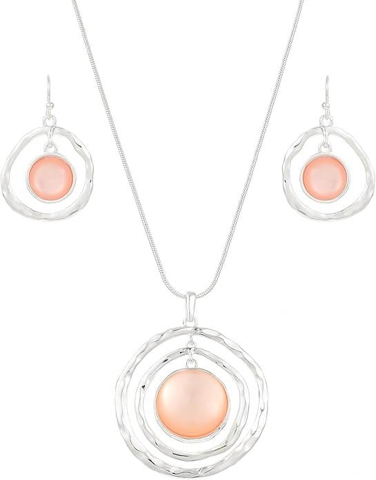 Madison Tyler Gold Plated Jewelry Set for Women | Silver Teardrop Pendant Necklace Trendy | Long Necklace with Snake Chain | Fashion Dangle Earring Set