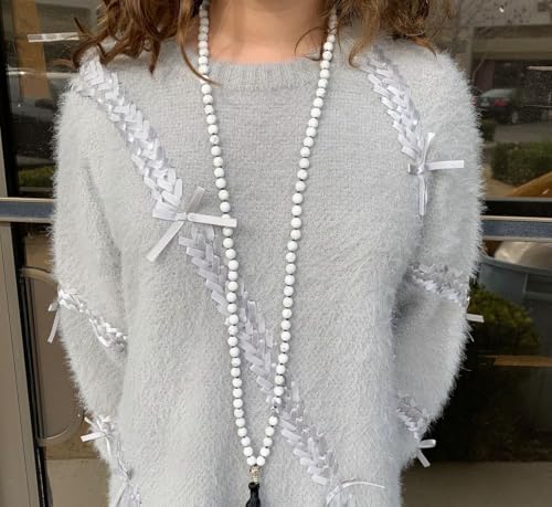Adabele Premium 108 Mala Beads Malas Necklace - Natural Healing Gemstone Tibetan Buddhist Japa Prayer Meditation Reiki Chakra Stone Quartz Rock Women Men Jewelry - style: White Howlite