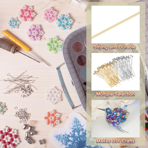 MECCANIXITY 200Pcs Plated Ball Head Pins Jewelry Making 24 Gauge 30mm Wire Head Pins Brass Ball Head Pins End Head Pins for DIY Craft Necklaces Bracelets Earrings, Silver and Gold - color: Silver and Gold, size: 30mm