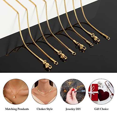 10 Pack Stainless Steel Necklace Chain, Dainty Gold Plated Box Chain Thin Chain for Women Necklace DIY Jewelry Making Supplies (16 Inches) - color: Gold Box, size: 16 Inch
