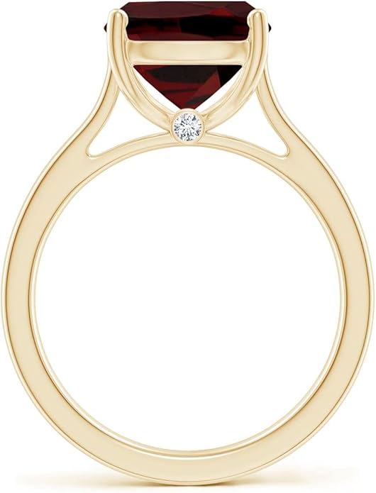 Angara Cushion Garnet Solitaire Ring in Sterling Silver/14K Solid Gold/Platinum | Natural Garnet Solitaire Ring for Women | January Birthday, Anniversary, Gemstone Jewelry Gift