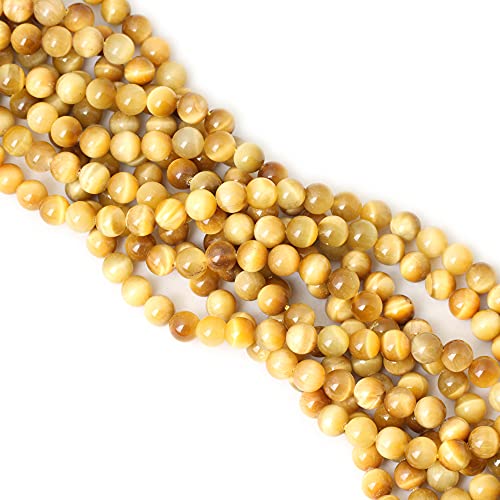 45PCS 8mm Natural Golden Tiger Eye Stone Round Loose Beads for Jewelry Making DIY Bracelet Necklace Materials 1 Strand 15" - color: Golden Tiger Eye, size: 8mm
