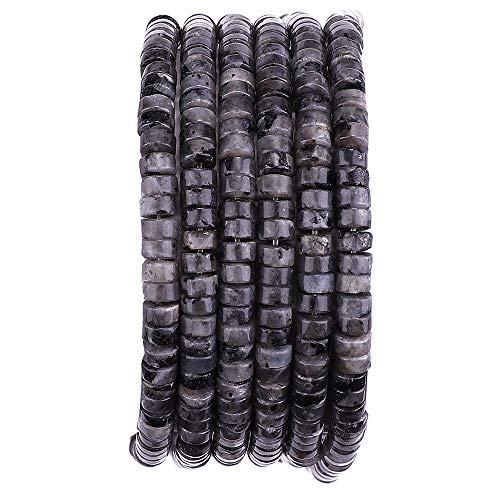BEADIA Natural Black Spectrolite Spacer Beads Caps Loose Semi Gemstone for Beading Jewelry Making 4mmx2mm 38cm - color: Black Spectrolite, size: Round 4mm x 2mm