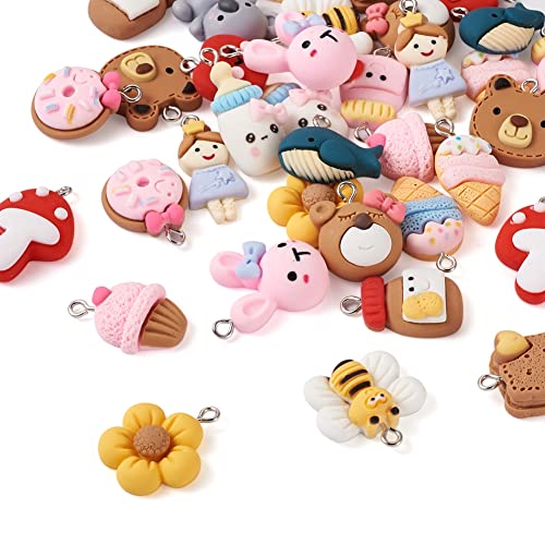 Craftdady Resin Plastic Miniature Food Snack Pendants Charms Ice Drink Juice Pendants Cute Bottle Fruit Keychain Charms Hang Ornament for DIY Craft Earring Bracelet Necklace Jewelry Making - color: Mixed Color 18 Styles