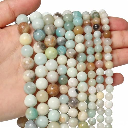 45pcs 8mm Natural Stone Beads Amazonite Beads Crystal Gemstone for Jewelry Making, DIY Bracelet Necklace - color: Amazonite, size: 8mm