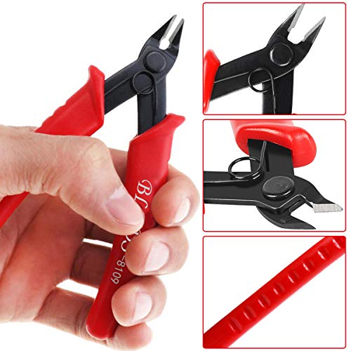 Wire Cutters, 5 Pack BS-8109 Flush Cutters Micro Shear Wire Cutters Precision Side Cutters Tools for Electronics Aluminum Jewelry 3D Printer 5 Inch, Red - color: 5 Pack -5"