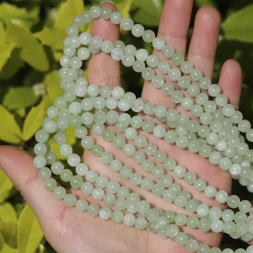 6mm Natural Stone Beads 65pcs Green Burmese Jade Polished Round Smooth Crystal Loose Gemstone Beads for Jewelry Making DIY Bracelet Necklace Earring Crafts Supplies - color: Green Burmese Jade 1 strand-65pcs