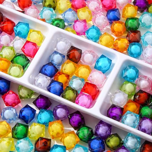 16mm Color Acrylic Beads 100pcs Cute Candy Colors Spacer Beads Loose Beads for DIY Crafting Necklace Bracelet Jewelry Making Keychain (Blue&Purple&Pink) - color: blue&purple&pink
