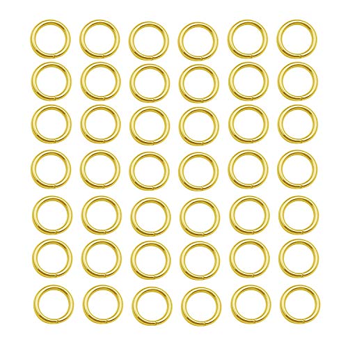 120 pcs Gold Plated Stainless Steel Rings Jump Rings Connector Rings for Jewelry Making Necklaces Bracelet Earrings Keychain DIY Craft (13301-Gold, 8mm) - size: 8mm