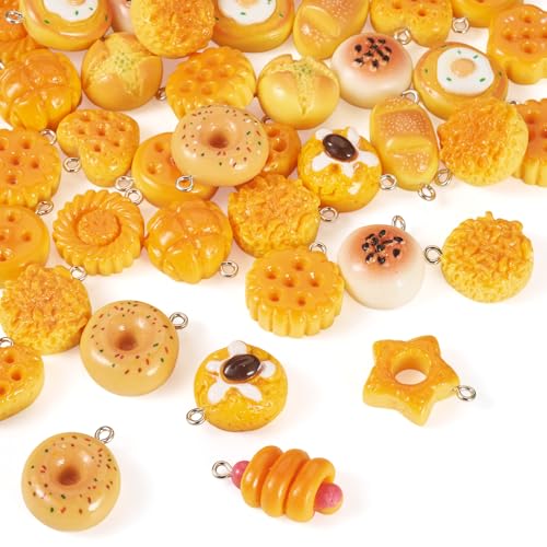 Craftdady Resin Plastic Miniature Food Snack Pendants Charms Ice Drink Juice Pendants Cute Bottle Fruit Keychain Charms Hang Ornament for DIY Craft Earring Bracelet Necklace Jewelry Making - color: Yellow Bread