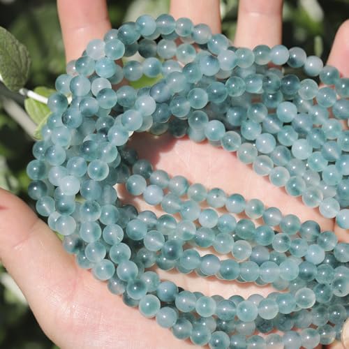 6mm Natural Stone Beads 65pcs Flower Jade Polished Round Smooth Crystal Loose Gemstone Beads for Jewelry Making DIY Bracelet Necklace Earring Crafts Supplies - color: Flower Jade 1 strand-65pcs