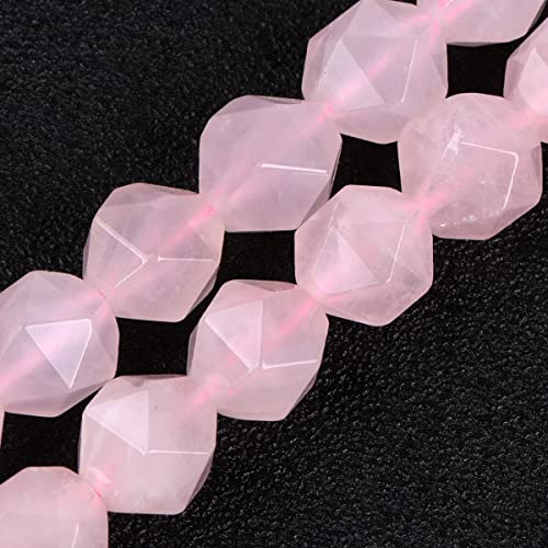 GEM-Inside Natural 10mm Pink Rose Quartz Gemstone Loose Beads Faceted Cambay Crystal Energy Stone Power for Jewelry Making 15" - color: Pink Rose Quartz, size: 10mm