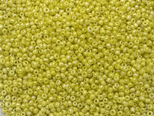 Seed Beads Size:11/0 50 gr / 1.76 oz (Yellow Opaque Iridescent) - color: Yellow Opaque Iridescent