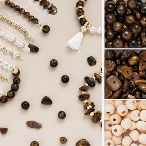 Xylise Jewelry Making Supplies Kit Natural Stone Beads for Irregular Natural Stone with for DIY Craft Bracelet Necklace Earrings for Adults (Tiger's Eye) - color: Tiger's Eye