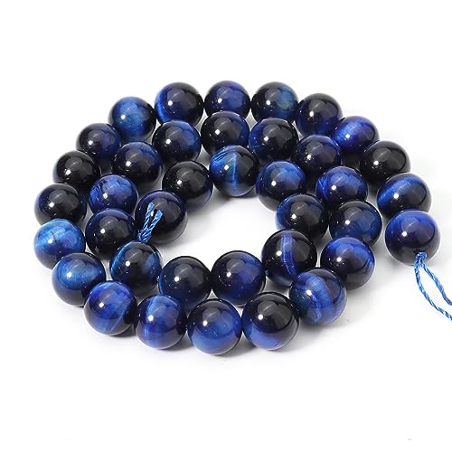 60pcs 6mm Natural Blue Tiger Eye Gemstone Beads Energy Healing Crystal Round Loose Stone Beads for Jewelry Making, DIY Bracelets Necklaces - color: Blue Tiger Eye, size: 6mm