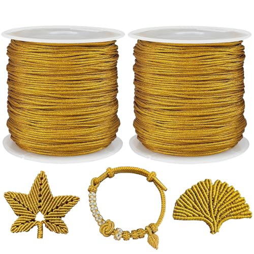 Gold Nylon Beading Cord,100 Yards 0.8mm Nylon String Cord Macrame Thread for for Jewelry Making,Friendship Bracelets, Necklace, Beading - color: Gold