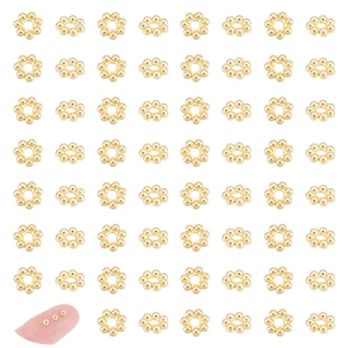 UNICRAFTALE 80pcs Stainless Steel Spacer Beads Flower Spacer Beads Mini Metal Beads Golden Daisy Beads Flower Shaped Loose Beads Accessories for Bracelets Necklaces Jewelry Making - size: 3mm