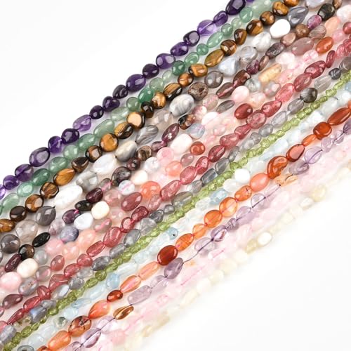 HAAMIIQII Natural Yellow Tiger Eye Pebble Stone 5-8mm Small Irregular Freeform Tumbled Loose Gemstone Beads for Jewelry Making Strand 15 Inch (45-50pcs) - color: Yellow Tiger's Eye
