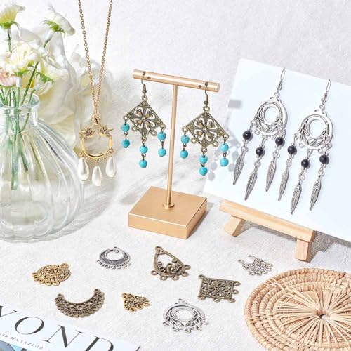 SUNNYCLUE 1 Box 60Pcs 15 Style Tibetan Chandelier Charms Alloy Chandelier Components Links Filigree Flower Linking Charms Teardrop Connector Round Charm for Jewelry Making Charms DIY Supplies Adult - color: 60pcs 15 Style Mixed Color