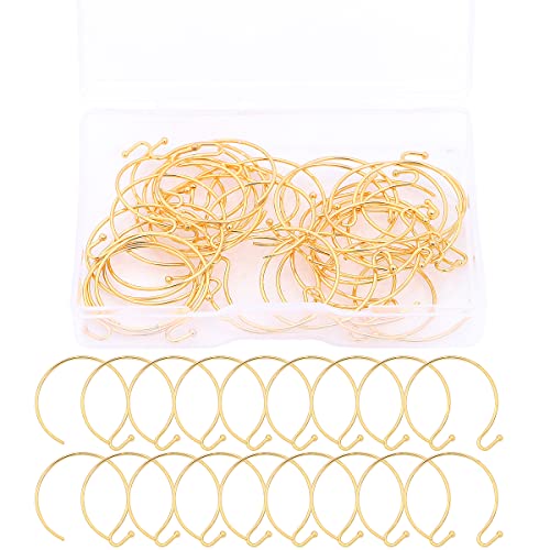 BEADIA 18K Gold Plated Earring Hooks Round 20mm 40pcs for Jewelry Making Findings - size: Round Hooks 20mm