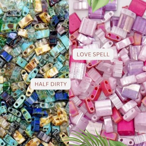 Mack and Rex Tila Bead Mixes (Mermaid) – Quarter Tila – Includes Purple, Turquoise, and Iridescent Clear Tila Beads with a Rainbow Finish, Teal and Lime Green and Olive - color: Mermaid, size: 10 Gram Bag