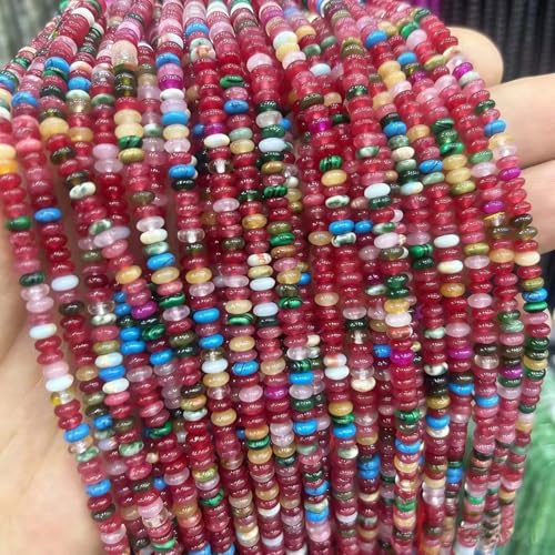 Natural Mulitcolor Rondelle Beads Natural Stone Disk Beads Loose Gemstone Spacer Bead for DIY Bracelet Necklace Jewelry Making（4 * 2mm 1 Strand 150pcs Mix05） - color: Mix05