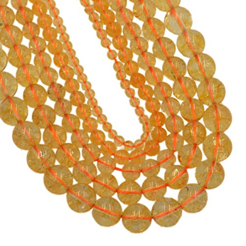 AD Beads Natural Gemstone Round Loose Beads 15" for Bracelet Necklace Earrings Jwelery Making Crafts DIY (4mm, Citrine Crystal) - color: Citrine Crystal, size: 4mm