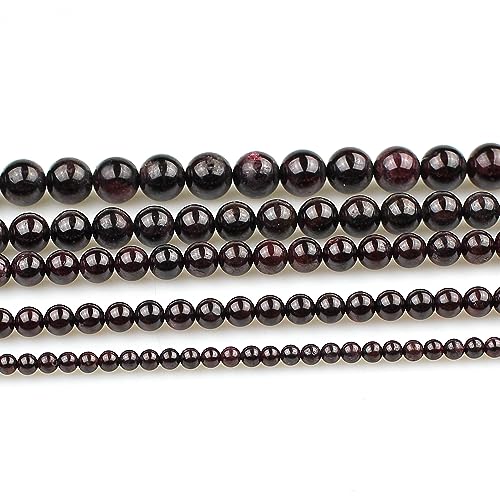 MJDCB Natural Stone Beads Garnet Round Loose Beads for Jewelry Making DIY Bracelet Necklace (8mm) - color: Garnet, size: 8mm