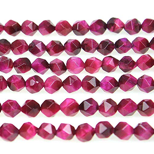 MJDCB Best Sellers Natural Stone Beads Faceted Polygon Rose Red Tiger Eye Crystal Energy Stone Healing Power for Jewelry Making(8mm) - color: Rose Red Tiger Eye