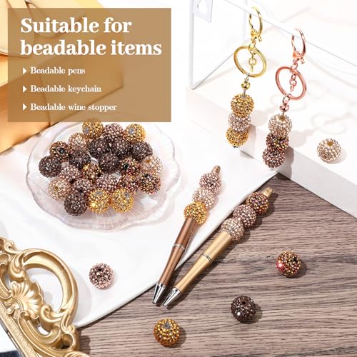 40 Pcs 20 mm Rhinestone Beads Bulk Crystal Round Disco Ball Chunky Bubblegum Beads for Pens Bracelets Charms Craft European Style Jewelry Making Supplies Christmas(5 Colors) - color: 5 Colors