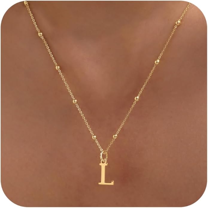 Valentines Gifts for Her Women - Initial Necklaces for Women Dainty 14k Gold Plated A-Z Letter Pendant Name Necklaces Cute Charm Choker Fashion Accessories Non Tarnish Trendy Jewelry Gift