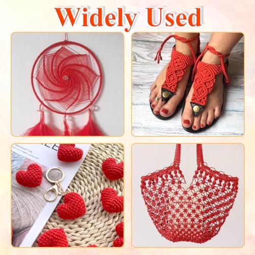 Anezus Red Nylon Cord, Nylon Craft String, Silky Satin Rattail Cord Beading String for Braided Bracelets, Pendants Necklace, Macrame Keychains, Lanyards, Drawstring Bags, DIY Crafts, Sewing Projects - style: Red